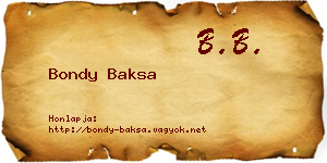 Bondy Baksa névjegykártya